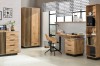 Arbeitszimmer-Möbel Lami: Schreibtisch, Regal und Kleiderschrank in Artisan Eiche Optik.
