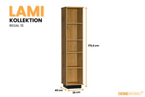 Bücherregal LAMI 10 in Wotan Eiche/Schwarz Matt Deine Moebel