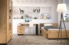 Modernes Jugendzimmer-Set Lami mit Bett, Schreibtisch und Kleiderschrank in warmer Holzoptik.
