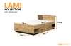 Funktionsbett Lami 20 in 120x200 cm mit Maßen, Schublade und praktischem Stauraum in Eiche-Dekor.