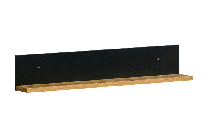 Wandboard Lami 12 in Artisan Eiche Optik mit schwarzer Rückwand.
