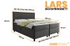 Gedetailleerde afmetingen en matenoverzicht voor het boxspringbed model Lars.