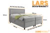 Maße für Lars Boxspringbett: Breiten von 120 bis 200 cm, Liegehöhe 64 cm, Kopfteilhöhe 120 cm.