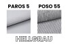 Stoffproben Hellgrau: Feiner Webstoff Paros 5 und weicher Cordstoff Poso 55 für Polsterbetten.