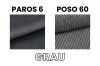 Stoffmuster Paros 6 und Poso 60 Cord in der Farbe Grau