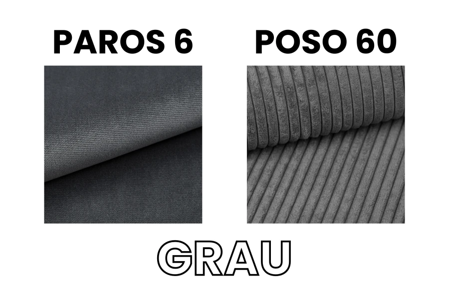 Stoffmuster Paros 6 und Poso 60 Cord in der Farbe Grau