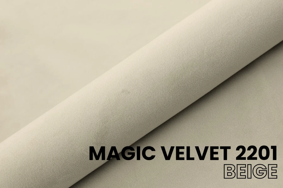 Nahaufnahme von Magic Velvet 2201 Samtstoff in der Farbe Beige