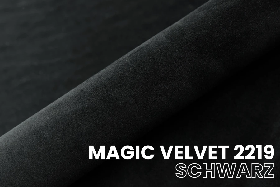 Stoffprobe Magic Velvet 2219 in Schwarz, hochwertiger Samtstoff für Polstermöbel.