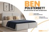 Infografik zum Polsterbett Ben mit Details zu Bettkästen sowie Auswahl an Größen und Farben.