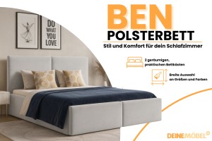 BEN Polsterbett in Cord, Bouclé & Samt, inkl. Lattenrost und Bettkasten Deine Möbel