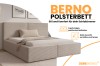 Polsterbett Berno in Beige mit strukturiertem Stoff, Bettkasten und individuellen Auswahloptionen.