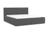 Elegantes Polsterbett in Grau mit Cord-Optik und weißer Matratze freigestellt.
