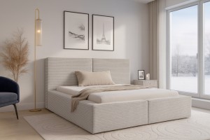 BERNO massives Polsterbett in Cord, Bouclé & Samt, inkl. Lattenrost und Bettkasten Deine Möbel