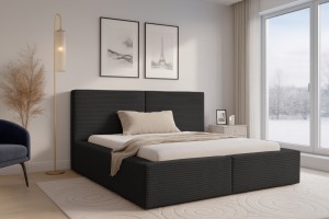 BERNO massives Polsterbett in Cord, Bouclé & Samt, inkl. Lattenrost und Bettkasten Deine Möbel