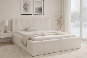 BERNO massives Polsterbett in Cord, Bouclé & Samt, inkl. Lattenrost und Bettkasten Deine Möbel