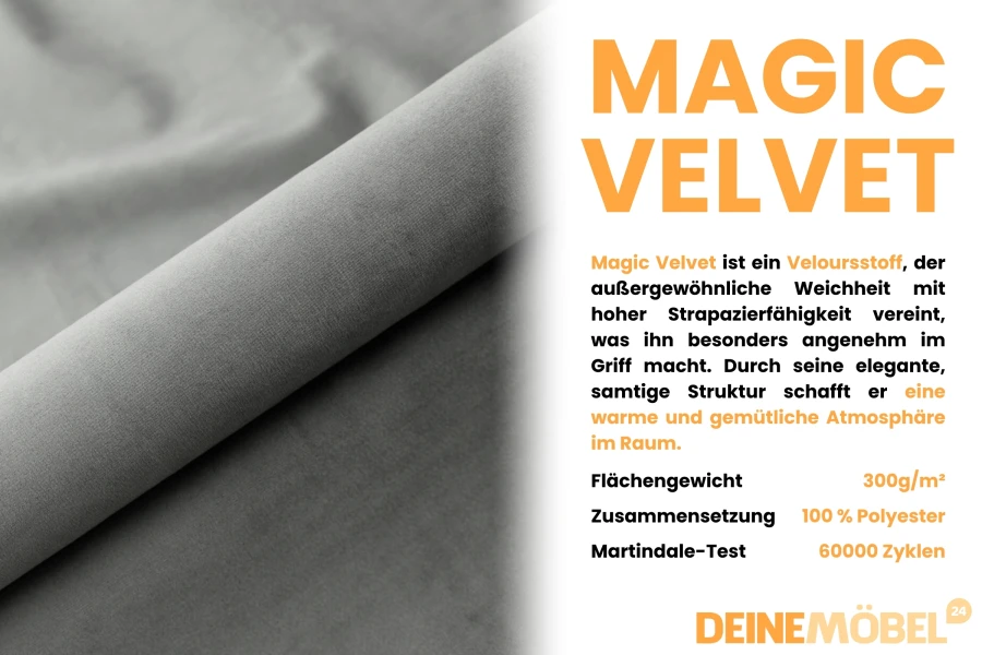 Magic Velvet Polsterstoff in Grau: Weichheit trifft auf hohe Strapazierfähigkeit