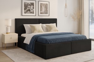 BERNO massives Polsterbett in Cord, Bouclé & Samt, inkl. Lattenrost und Bettkasten Deine Möbel