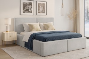 BERNO massives Polsterbett in Cord, Bouclé & Samt, inkl. Lattenrost und Bettkasten Deine Möbel