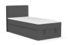 Dark grey single box spring bed Daga Mini with headboard in a timeless design.