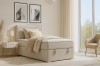 Stijlvol slaapkamerontwerp met beige boxspringbed DAGA MINI en decoratie.