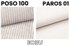 Stofstalen POSO 100 und PAROS 01 in Ecru voor het DAGA MINI boxspringbed.