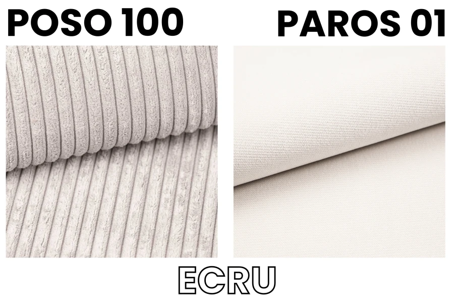 Stofstalen POSO 100 und PAROS 01 in Ecru voor het DAGA MINI boxspringbed.
