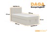 Afmetingen van het DAGA MINI boxspringbed: 100/120x200 cm ligoppervlak en 110 cm hoogte.