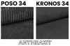 Fabric samples Poso 34 and Kronos 34 in anthracite for upholstered furniture and box spring beds.