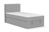 DAGA MINI box spring bed in light grey with corduroy headboard and white topper.