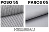Fabric samples Poso 55 and Paros 05 in light grey for the DAGA MINI box spring bed.