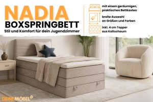 NADIA Boxspringbett mit Bettkasten Boxbett in Cord Deine Moebel