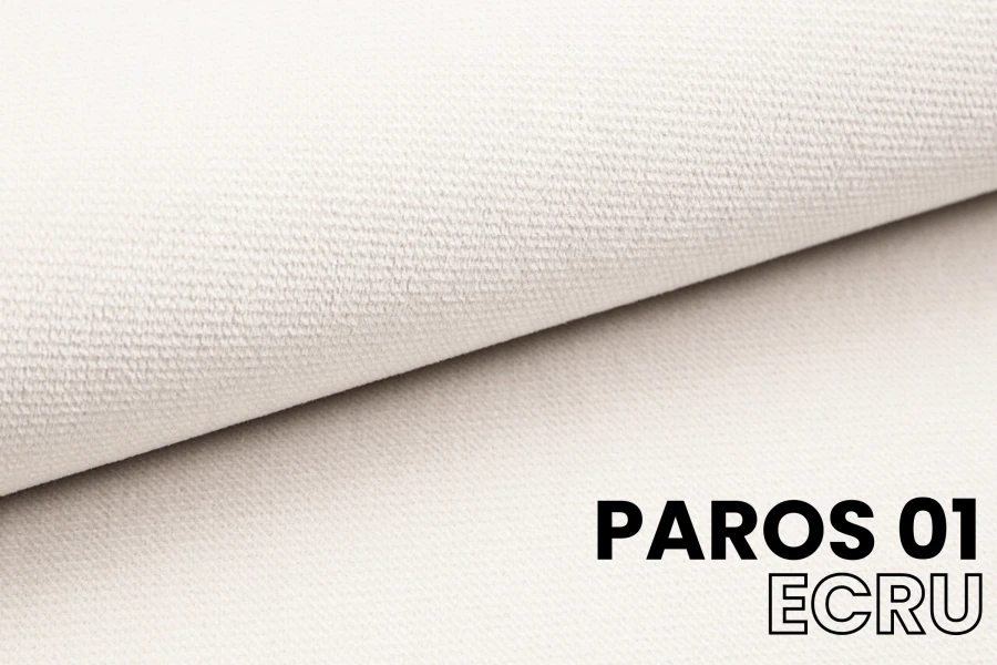 Close-up of Paros 01 woven fabric in Ecru – structured upholstery fabric for furniture.