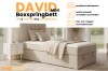 David Mini boxspring bed in beige with bed storage and cold foam topper for the bedroom.