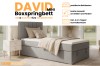David Mini boxspringbed productoverzicht met opbergruimte en topperdetails.