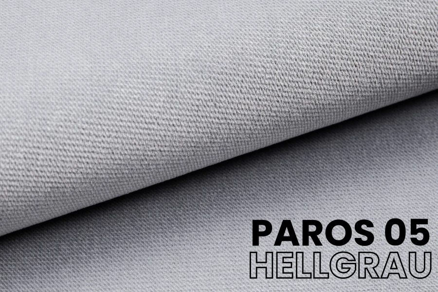 Stofstaal Paros 05 in lichtgrijs – detailopname van de hoogwaardige textuur.
