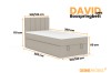 Dimensions of the David Mini box spring bed: 100/120x200 cm lying surface with bed base and headboard.