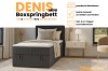 Eenpersoons boxspringbed Denis Mini in grijs met opbergruimte en koudschuim-topper in de slaapkamer.
