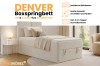 Denver Boxspringbett in Creme mit Bettkasten und Kaltschaum-Topper