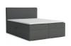 Modernes Boxspringbett in Anthrazit mit hohem Kopfteil und weißem Topper.