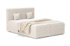 Modernes Boxspringbett in Ecru Beige mit Cord-Optik und hohem Kopfteil.