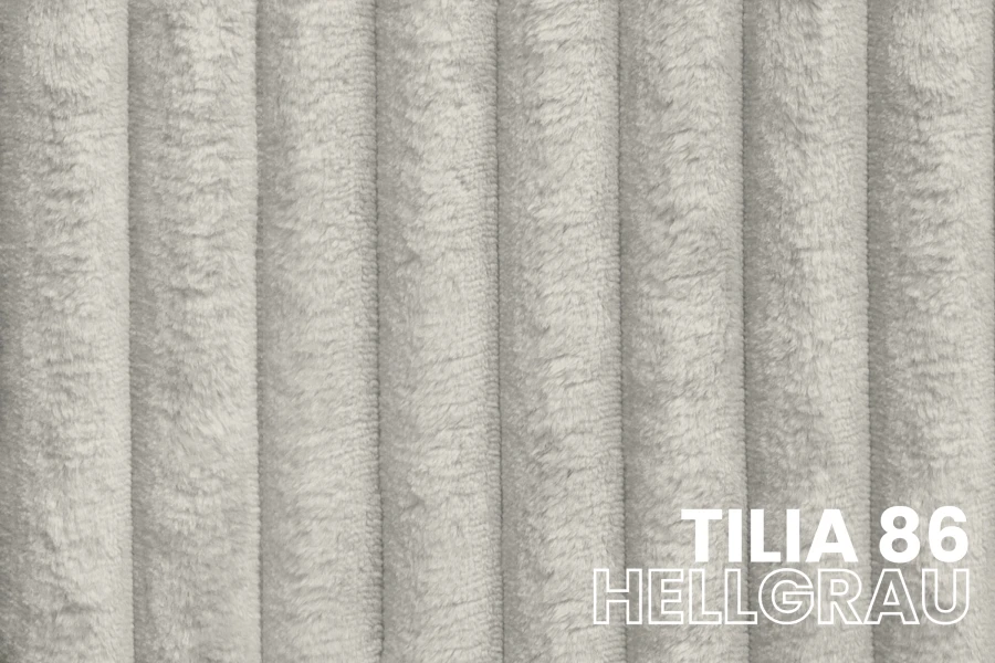 Stoffmuster Tilia 86 in Hellgrau mit weicher Rippenstruktur.