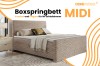 Beiges Boxspringbett MIDI im Schlafzimmer – Komfort und Eleganz von DeineMöbel24.
