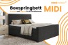 Boxspringbett MIDI Werbegrafik von DeineMöbel24 in Anthrazit Cord-Optik.