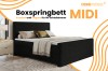 Werbebild für das Boxspringbett MIDI von DeineMöbel24 in Schwarz.