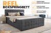 Productvoordelen van het boxspringbed Reel: bedboxen, kleurkeuze en inclusief topper.