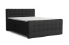 Anthrazitfarbenes Boxspringbett mit eleganter Knopfsteppung an Kopf- und Fußteil.