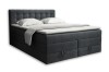 Boxspringbett Verno in Anthrazit mit elegant gestepptem Kopfteil und integrierten Bettkästen.