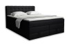 Freigestelltes schwarzes Boxspringbett mit Bettkasten auf weißem Hintergrund.