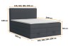 Dimensional graphic for the boxspring bed Basic Duo with details on height, width and lying surface.