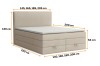 Overzicht van de afmetingen voor het boxspringbed Basic Duo in beige.